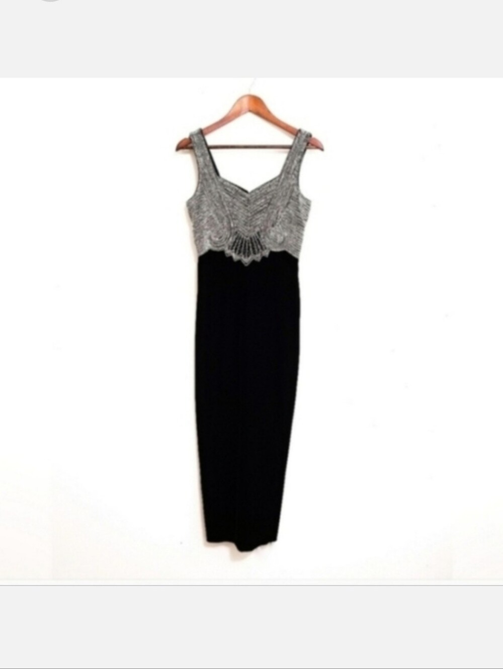 Vintage Stenay Black Velvet & Beaded Evening Dress